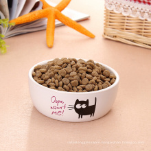 Haonai manufactured pet stoneware cat bowl cat dish with decal